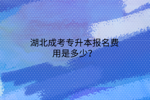 湖北成考专升本报名费用是多少？