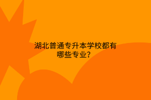 湖北普通专升本学校都有哪些专业？