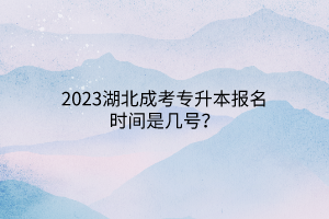 2023湖北成考专升本报名时间是几号？