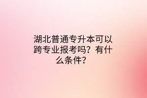 湖北普通专升本可以跨专业报考吗？有什么条件？