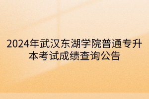 2024年武汉东湖学院普通专升本考试成绩查询公告