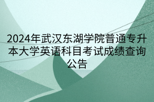 2024年武汉东湖学院普通专升本大学英语科目考试成绩查询公告