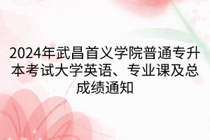 2024年武昌首义学院普通专升本考试大学英语、专业课及总成绩通知