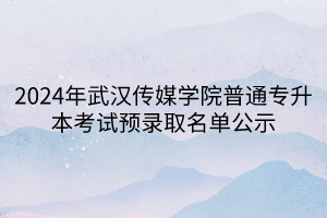 2024年武汉传媒学院普通专升本考试预录取名单公示(1)