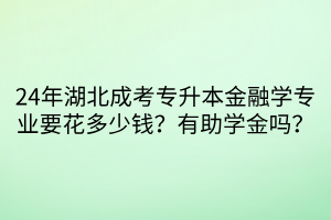 24年湖北成考专升本金融学专业要花多少钱？有助学金吗？