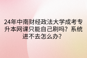 24年中南财经政法大学成考专升本网课只能自己刷吗？系统进不去怎么办？