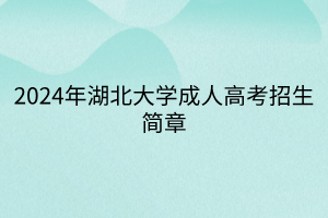 2024年湖北大学成人高考招生简章