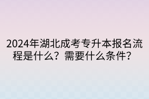 2024年湖北成考专升本报名流程是什么？需要什么条件？