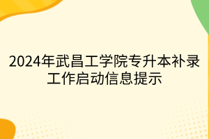 2024年武昌工学院专升本补录工作启动信息提示