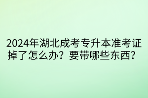 2024年湖北成考专升本准考证掉了怎么办？要带哪些东西？