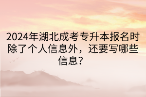 2024年湖北成考专升本报名时除了个人信息外，还要写哪些信息？