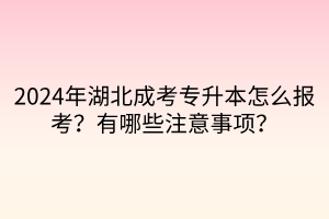 2024年湖北成考专升本怎么报考？有哪些注意事项？