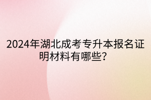 2024年湖北成考专升本报名证明材料有哪些？