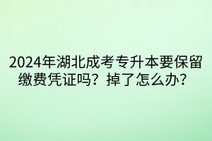 2024年湖北成考专升本要保留缴费凭证吗？掉了怎么办？