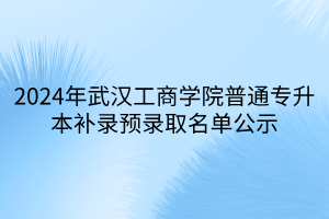 2024年武汉工商学院普通专升本补录预录取名单公示