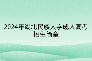 2024年湖北民族大学成人高考招生简章