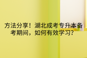 方法分享！湖北成考专升本备考期间，如何有效学习？