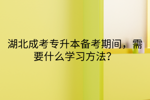 湖北成考专升本备考期间，需要什么学习方法？