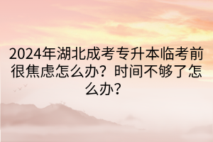 2024年湖北成考专升本临考前很焦虑怎么办？时间不够了怎么办？