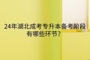 24年湖北成考专升本备考阶段有哪些环节？