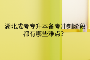 湖北成考专升本备考冲刺阶段都有哪些难点？