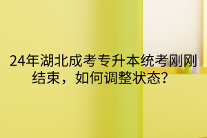 24年湖北成考专升本统考刚刚结束，如何调整状态？