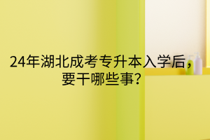 24年湖北成考专升本入学后，要干哪些事？