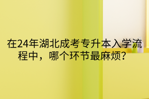 在24年湖北成考专升本入学流程中，哪个环节最麻烦？