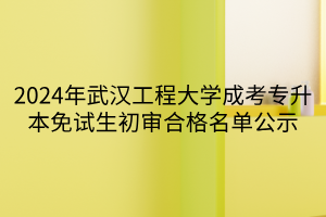 2024年武汉工程大学成考专升本免试生初审合格名单公示