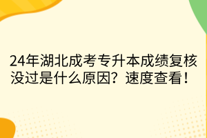 24年湖北成考专升本成绩复核没过是什么原因？速度查看！