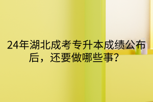 24年湖北成考专升本成绩公布后，还要做哪些事？