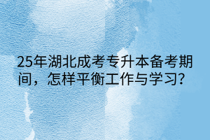 25年湖北成考专升本备考期间，怎样平衡工作与学习？