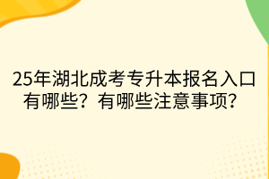 25年湖北成考专升本报名入口有哪些？有哪些注意事项？