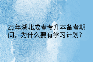 25年湖北成考专升本备考期间，为什么要有学习计划？