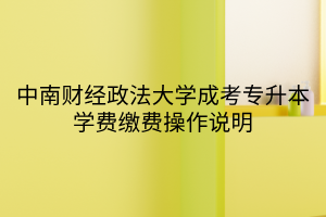 中南财经政法大学成考专升本学费缴费操作说明