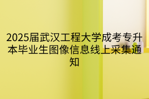 2025届武汉工程大学成考专升本毕业生图像信息线上采集通知