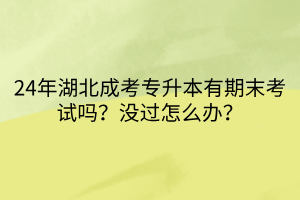 24年湖北成考专升本有期末考试吗？没过怎么办？