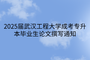 2025届武汉工程大学成考专升本毕业生论文撰写通知