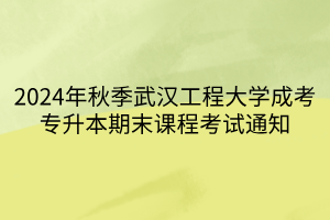 2024年秋季武汉工程大学成考专升本期末课程考试通知