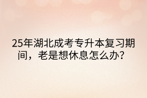 25年湖北成考专升本复习期间，老是想休息怎么办？