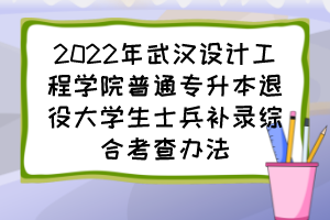 2022年武汉设计工程学院普通专升本退役大学生士兵补录综合考查办法