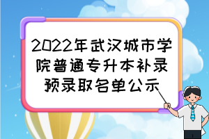 2022年武汉城市学院普通专升本补录预录取名单公示