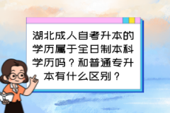 湖北成人自考升本的学历属于全日制本科学历吗？和普通专升本有什么区别？