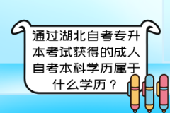 通过湖北自考专升本考试获得的成人自考本科学历属于什么学历？