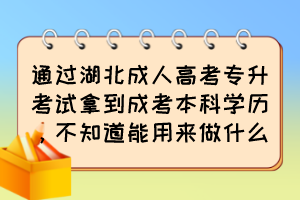 通过湖北成人高考专升考试拿到成考本科学历，不知道能用来做什么？