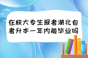 在校大专生报考湖北自考升本一年内能毕业吗？