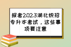 报考2023湖北统招专升本考试，这些事项要注意