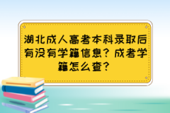 湖北成人高考本科录取后有没有学籍信息？成考学籍怎么查？