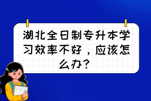 湖北全日制专升本学习效率不好，应该怎么办？