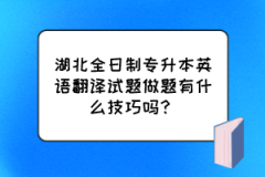 湖北全日制专升本英语翻译试题做题有什么技巧吗？